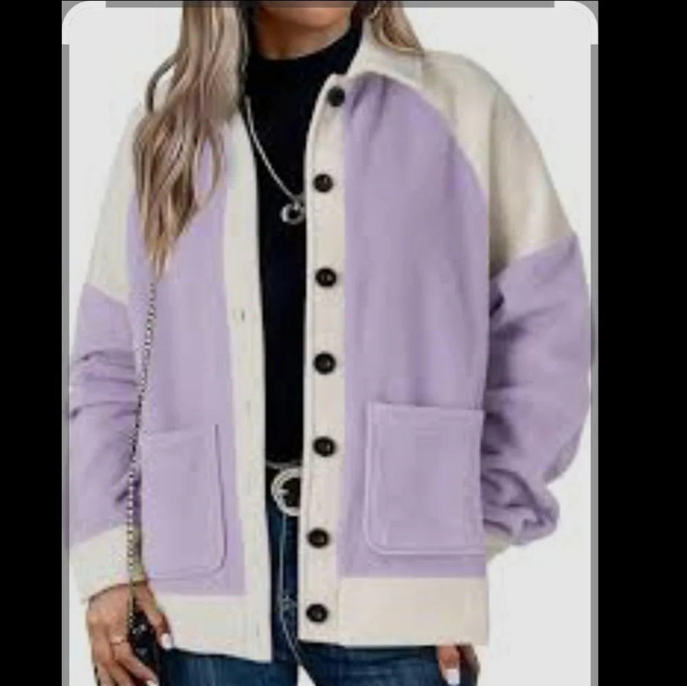 Cozy Purple and Cream Teddy Jacket with Relaxed Fit, Size Small, NWOT - Picture 1 of 3